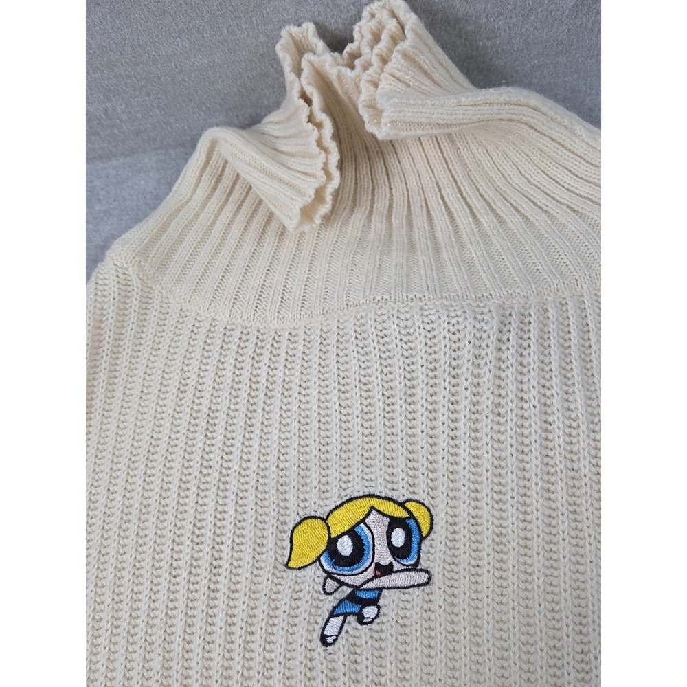 Romwe‎ Powerpuff Girls Bubbles Crop Sweater Size S Mock Neck Cartoon Whimsy 90s